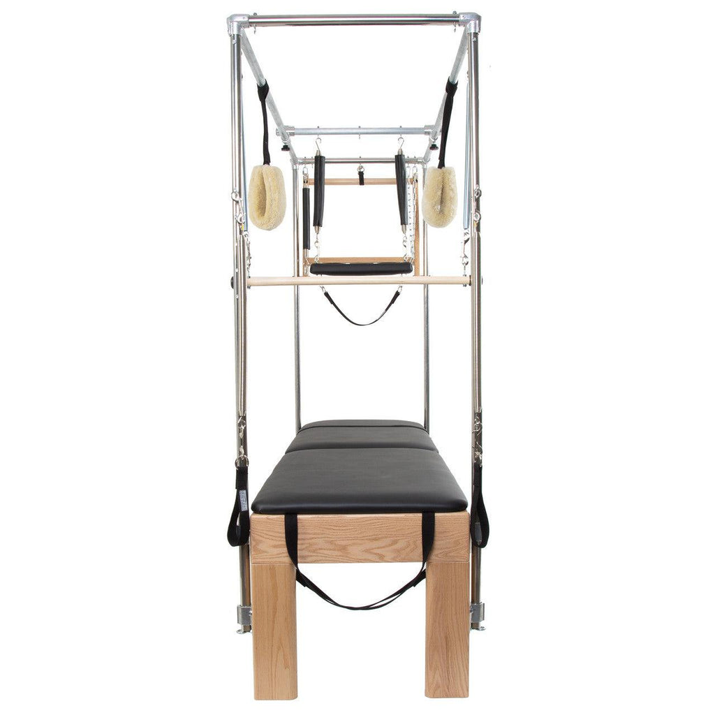 Front view of a Gratz wooden Cadillac Tower and Reformer combination.