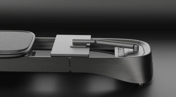 Top-down view of Frame Midnight luxury Pilates reformer carriage.