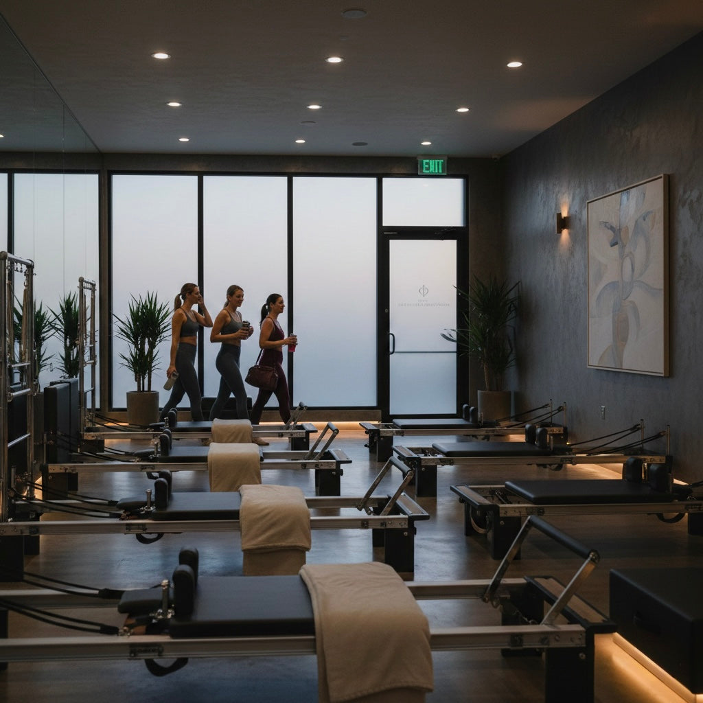 Contemporary pilates reformers setup in a boutique studio for group classes in Wayzata.